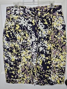 NWOT Linen Blend Pencil Skirt Multi-Color Abstract Dot Print Size 10